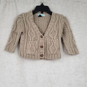 MINI Top Shop Oatmeal Kids Mushroom Colored Cable Knit Cardigan boys 6-12 months